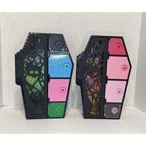 Monster High Coffin Storage Cases Lot of 2 Doll Lockers Black Pink